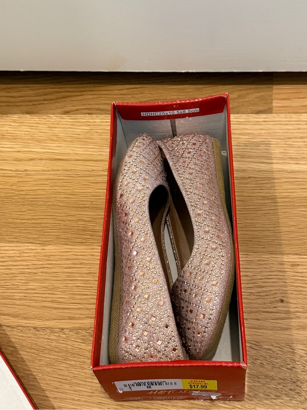 Sparkle Pointed Toe Little Girls Flats in Rose Gold